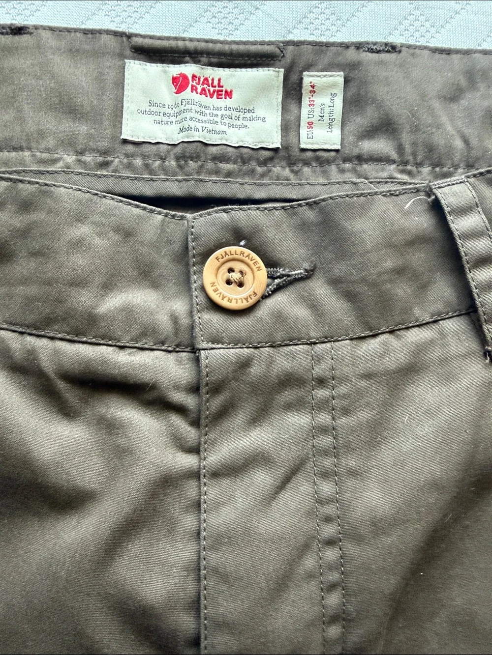 Fjallraven G-1000 Men's Hiking Pants Trousers Brown Size EU 50 US 33 34 Long